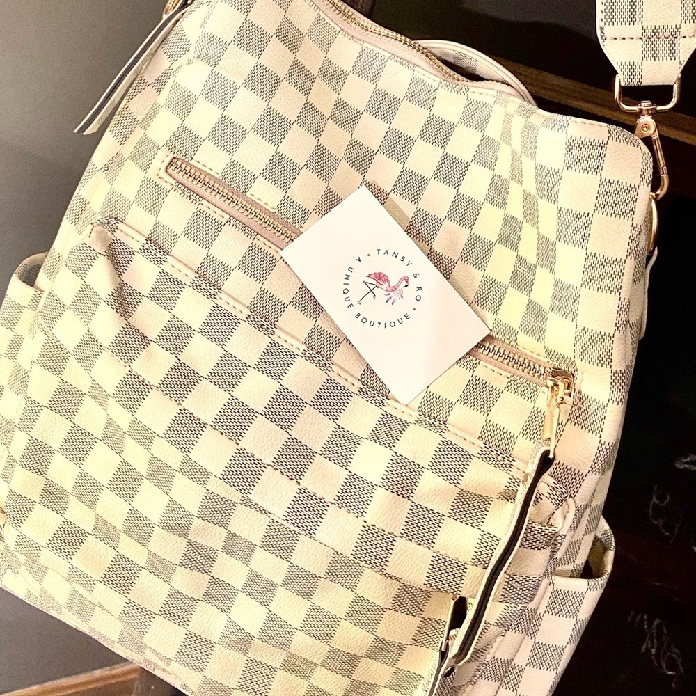 Chloe Convertible Checkered Backpack